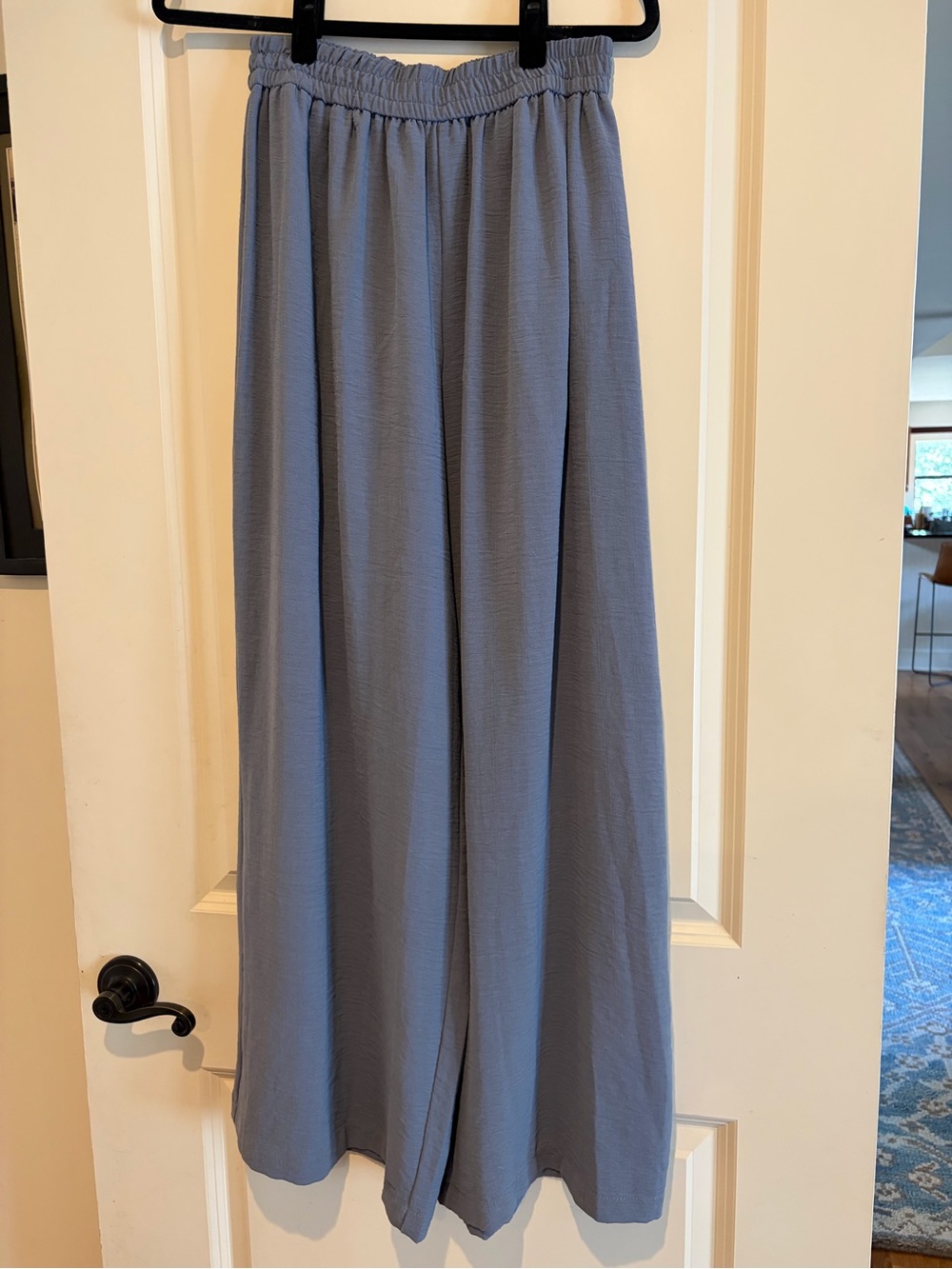 Elastic-Waist Wide-Leg Pants in Slate Blue